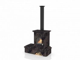 Buck wood stove fireplace 3d model preview
