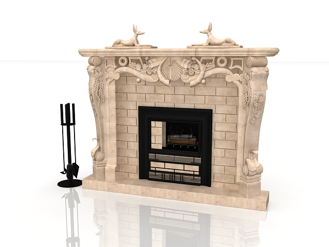 stone fireplace 3d model free