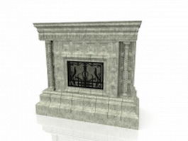 Concrete fireplace 3d model preview