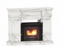 White marble fireplace 3d model preview