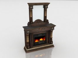 Antique dresser fireplace 3d model preview