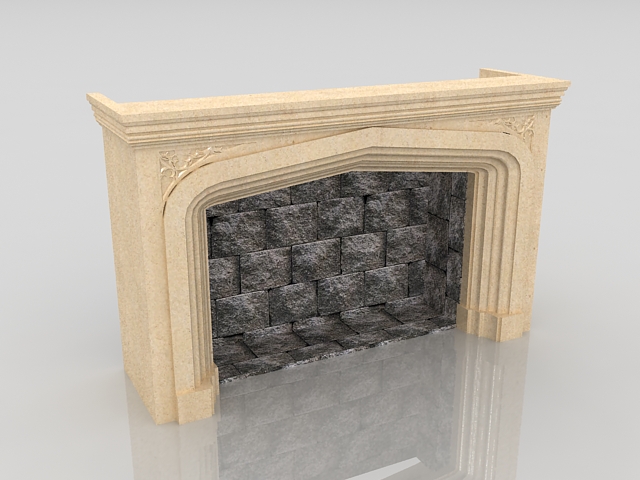 Sandstone fireplace mantels 3d rendering
