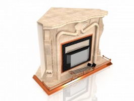 Corner fireplace design 3d model preview