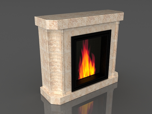 Ventless gas fireplace 3d rendering