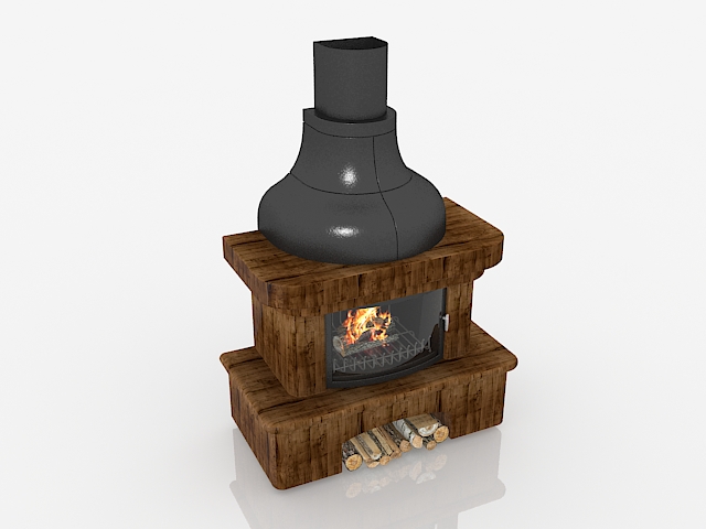 Backyard fireplace 3d rendering