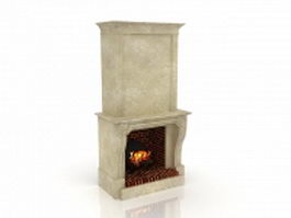 Outdoor brick fireplace with surrounds 3d preview