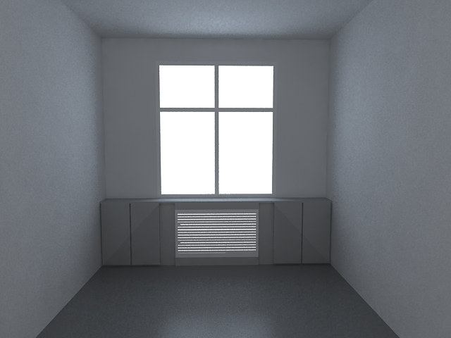 Interior radiator cover screen and window 3d rendering