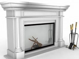 Fireplace and tools 3d model preview
