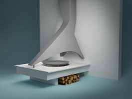 Vintage stove wood heater 3d model preview