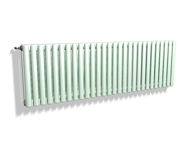 Green painted radiator 3d rendering