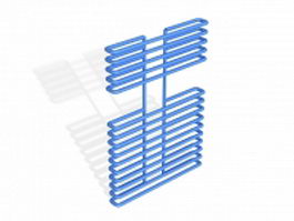 Blue towel warmer radiator 3d model preview