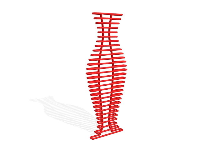 Red towel radiator 3d rendering