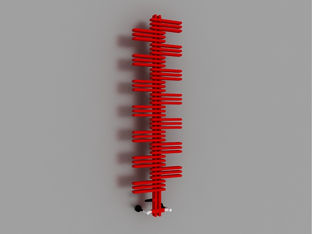 Painted red towel radiator 3d rendering
