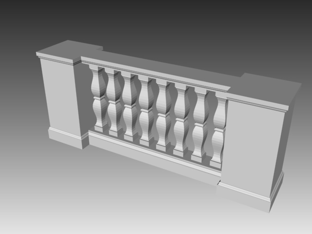 Balustrade baluster railing 3d rendering