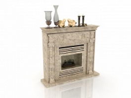 Fireplace mantel decorations 3d model preview