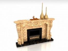 Carved fireplace mantel decorating designs 3d preview
