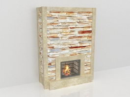 Stacked stone fireplace 3d model preview