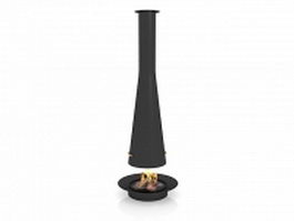 Gas fireplace stove 3d model preview