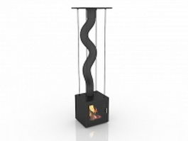 Freestanding ventless gas fireplace 3d model preview