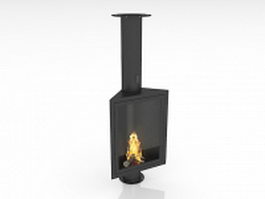 Corner gas fireplace 3d model preview
