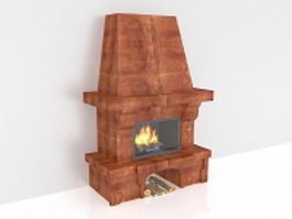 wood fireplace design 3d model preview