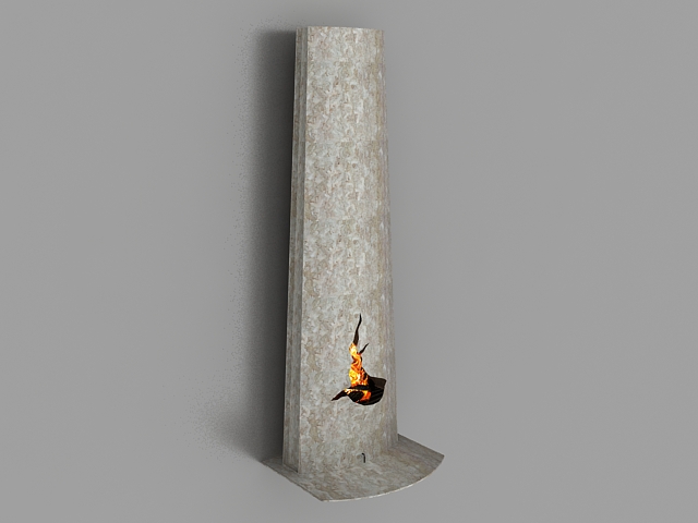 Unique wall fireplace 3d rendering