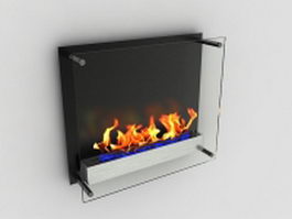 Glass ethanol fireplace 3d model preview