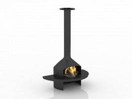 Fireplace wood burning stove 3d model preview