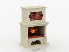 brick fireplace 3d graphic