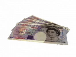 British pound notes 3d model preview