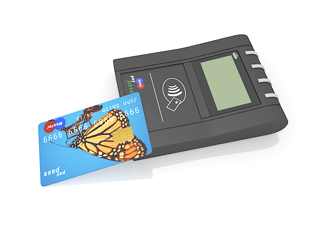 Wireless credit card reader 3d rendering