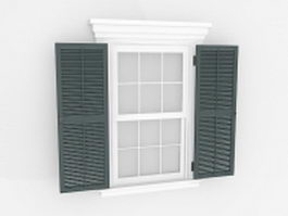 White windows with shutters 3d model preview
