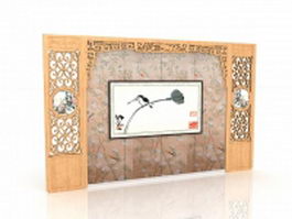 Chinese style accent wall 3d model preview