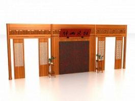 Chinese room divider wall 3d model preview