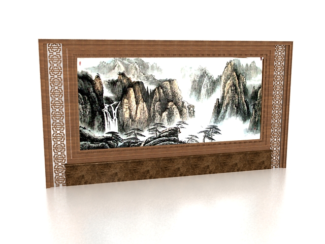 Decorative painting feature wall 3d rendering