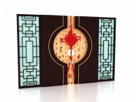 Chinese style feature wall design 3d preview