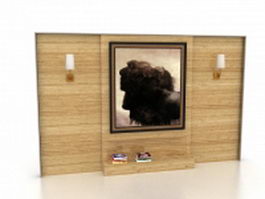 Wood feature wall for living room 3d preview