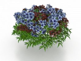 Shrub with purple flowers 3d model preview