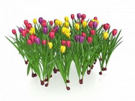 Tulips flowers 3d model preview