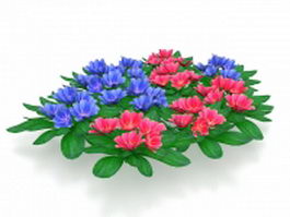 Blue and red flower plants 3d model preview