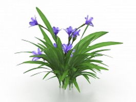 Blue orchid flower 3d model preview