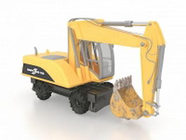 Wheeled excavator 3d model preview