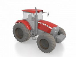 Red tractor 3d model preview