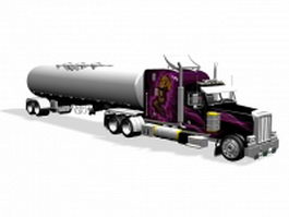 Heavy truck tank trailer 3d model preview