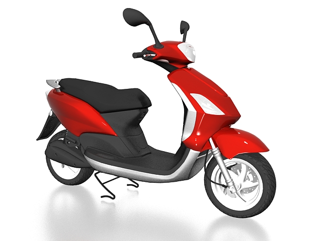 Red and black moped 3d rendering