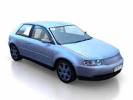 3-Door hatchback car 3d model preview