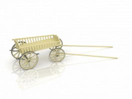 Wooden farm cart 3d preview