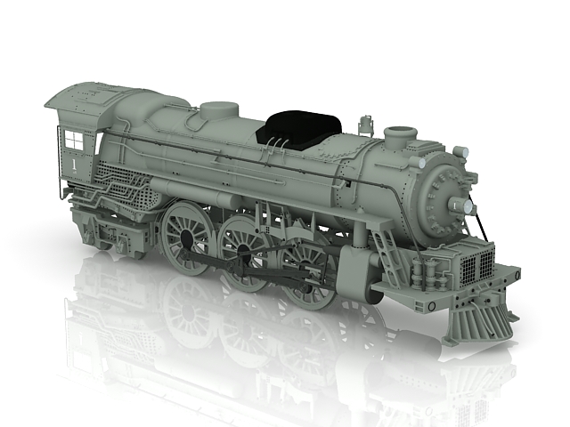 Steam engine locomotive 3d rendering