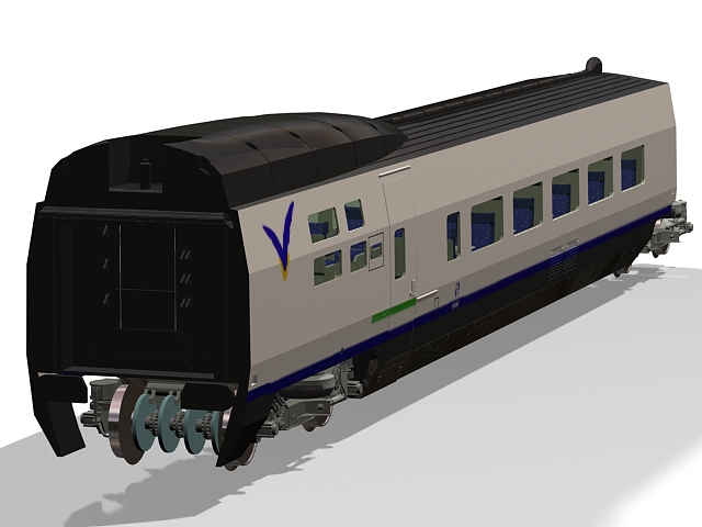 Railroad passenger car 3d rendering