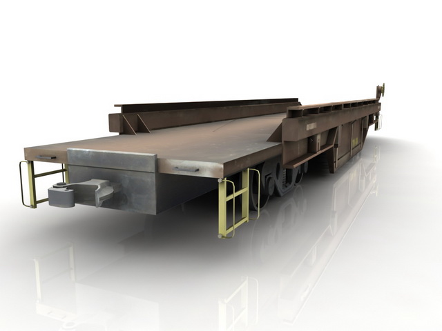Railroad flatcar 3d rendering